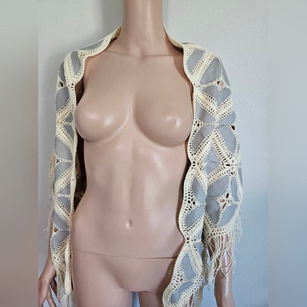 Vintage Patchwork Leather Shawl - image 1